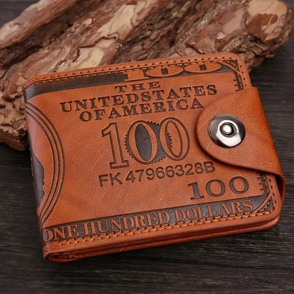 Men's 100 Dollar Brown Wallet - Picture 1 of 7